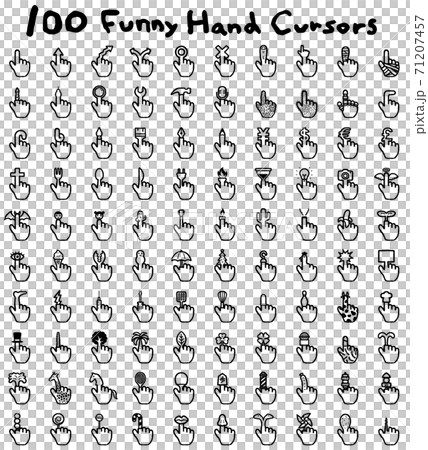 100 Funny Hand Cursors Set 71207457
