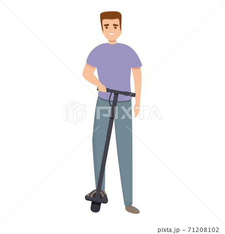 Smiling boy electric scooter icon, cartoon style 71208102