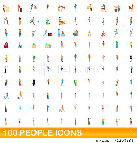 100 people icons set, cartoon style 71208831