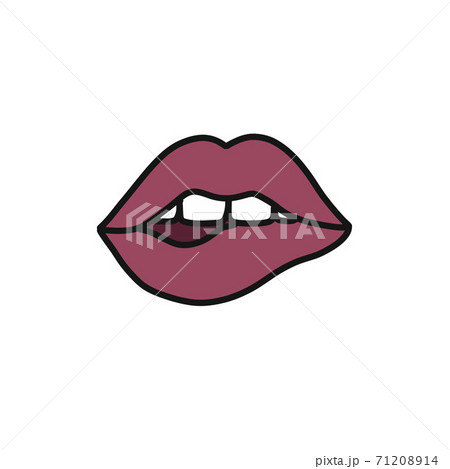 sexy biting lips doodle icon, vector color illustration 71208914