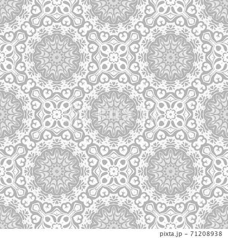 Geometrical grey and white pattern with beautiful ornate , complex texture with floral elements 71208938