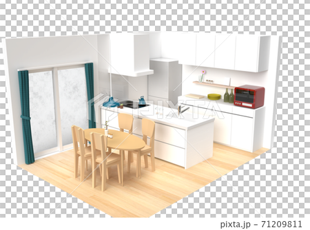White dining kitchen 3DCG White dining kitchen 3DCG 71209811
