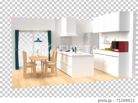 White dining kitchen 3DCG 71209815