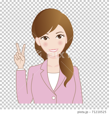 女性社員-ピースサイン 71210525