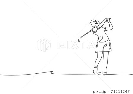 One continuous line drawing of young golf - Stock Illustration  [71211260] - PIXTA