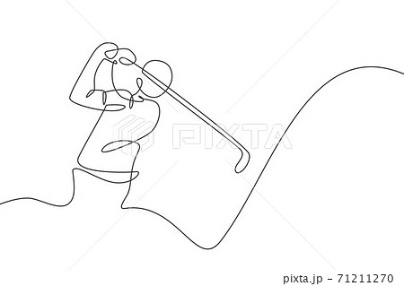 One Continuous Line Drawing Of Young Golf Stock Illustration