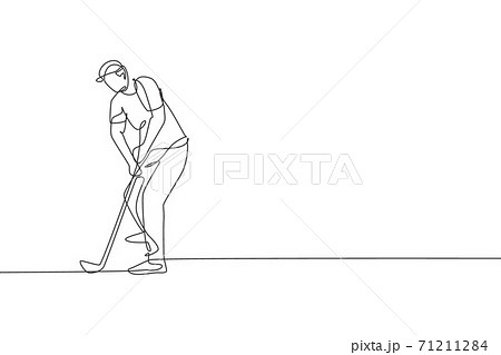 One continuous line drawing of young golf - Stock Illustration  [71211260] - PIXTA