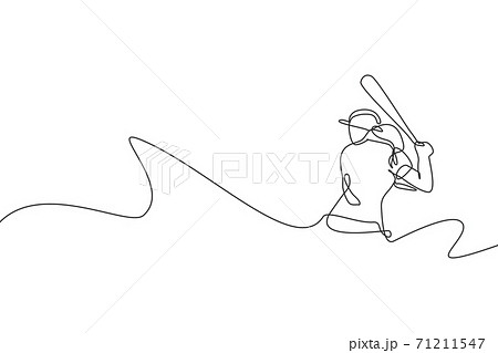 Continuous one line drawing baseball player Vector Image