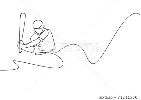 One continuous line drawing of young sporty man baseball pitcher practice  to hit the ball. Competitive sport concept. Dynamic single line draw design  vector illustration graphic for promotion poster 7444520 Vector Art