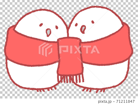 寄り添うフクロウ（赤色） 71211847