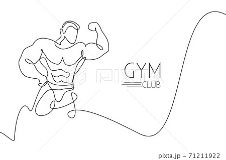 One Continuous Line Drawing Young Strong Model のイラスト素材