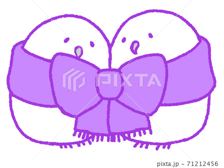寄り添うフクロウ（リボン・紫色） 71212456