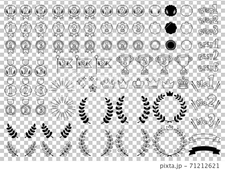 可愛い手描きのランキング用アイコンのセット 線画のみ 可愛い手描きのランキング用アイコンのセット 線画のみ 71212621