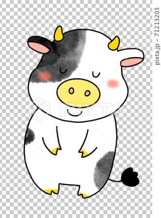 Full-body illustration of a cow with closed eyes - Stock Illustration ...