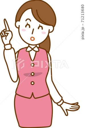 オフィスレディーのイメージイラスト 指差しポーズ のイラスト素材