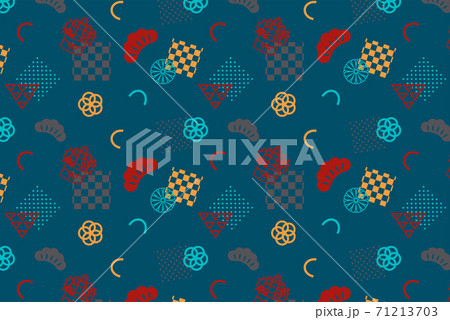 背景素材、和柄のメンフィスデザイン 背景素材、和柄のメンフィスデザイン 71213703