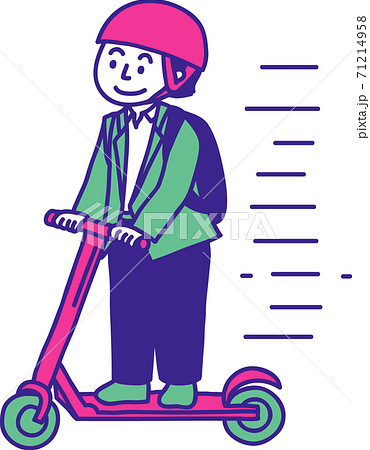 電動スクーター通勤のイラスト素材