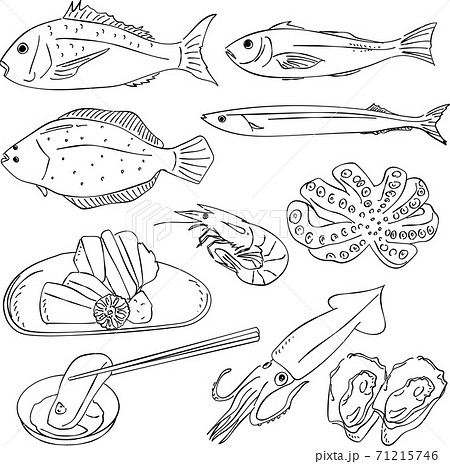 イラストデータ販売 魚 和食 あしらい ペン画 手書き イラストデータ 公式 イラスト素材サイト イラストダウンロード