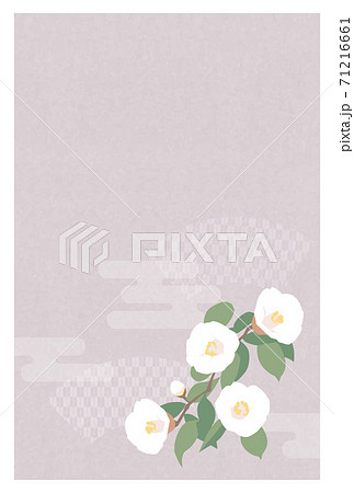 白椿とヱ霞 薄色背景 のイラスト素材