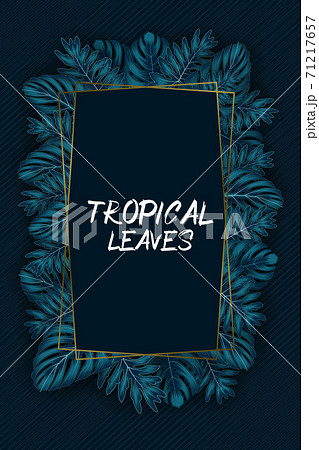 Exotic pattern with tropical leaves on a black background. 71217657