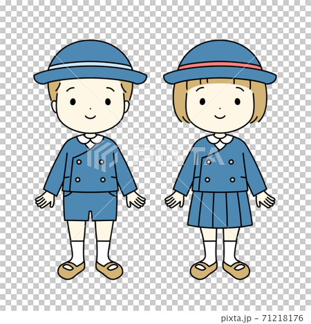 冬の制服を着ている子どものイラスト素材