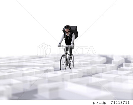 自転車でデリバリーする男性 71218711