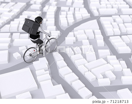 自転車でデリバリーする男性 自転車でデリバリーする男性 71218713
