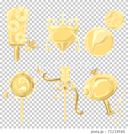 Gold New Year lucky charm icon style illustration 71219580