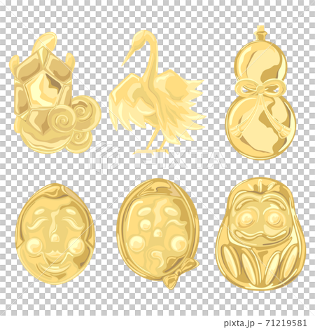 金色新年幸運符圖標樣式插圖 71219581