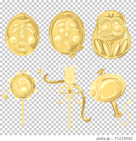 Gold New Year lucky charm icon style illustration 71219582