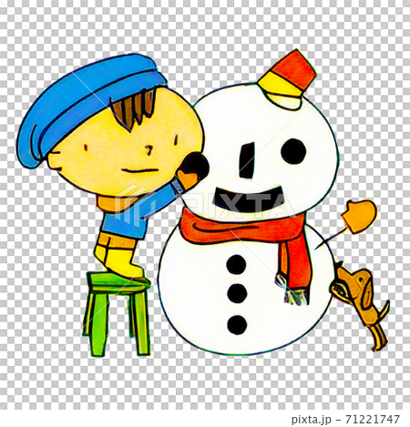 Illustration of a child making a snowman Illustration of a child making a snowman 71221747