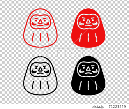 ダルマのアイコンのセット イラスト シンプル かわいい 達磨 日本 年賀素材 年賀状 正月のイラスト素材