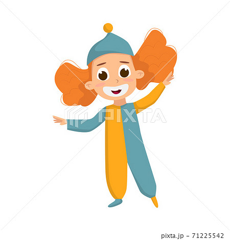 Funny Boy Dressed in Halloween Clown Costume Vector Illustration Funny Boy Dressed in Halloween Clown Costume Vector Illustration 71225542