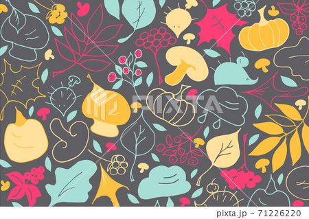 Doodle trendy autumn elements pattern vector illustration 71226220