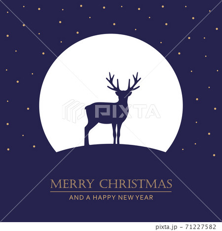 christmas card with deer at full moon night christmas card with deer at full moon night 71227582