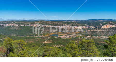 Cuenca mountain range under clear blue sky over the horizon Cuenca mountain range under clear blue sky over the horizon 71228460