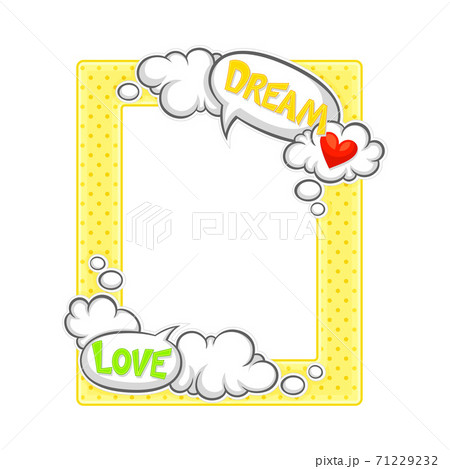 Vertical Collage Photo Frame Decorated with Cloud Bubbles Vector Illustration 71229232