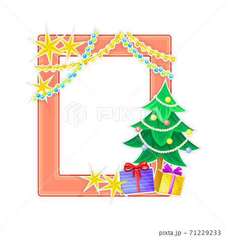 Vertical Photo Frame or Picture Frame Decorated with Winter Holiday Attributes Vector Illustration 71229233