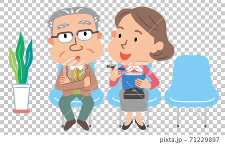 高齢者　フレイル健診　聞き取り　中年女性　イラスト 71229897