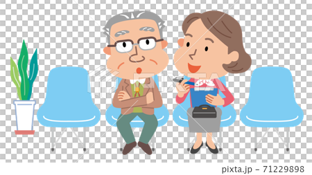 高齢者　フレイル健診　聞き取り　中年女性　イラスト 71229898