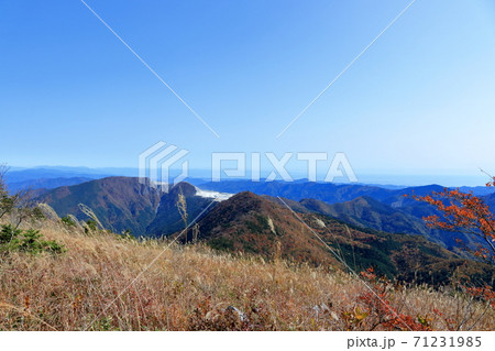 天狗の森からの景観 秋 四国カルスト 天狗高原 の写真素材