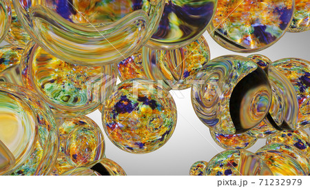 Abstract underwater games with jelly balls, bubbles and light, 3D rendering 71232979