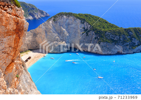 Navagio Beach on Zakynthos Island in Greece Navagio Beach on Zakynthos Island in Greece 71233969