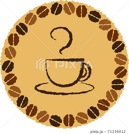 コーヒー豆フレームとコーヒーイラストのイラスト素材