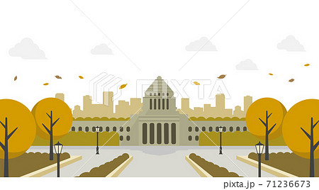 日本の国会議事堂　正面イラスト / 秋・紅葉 71236673