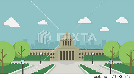 日本の国会議事堂 正面イラストのイラスト素材