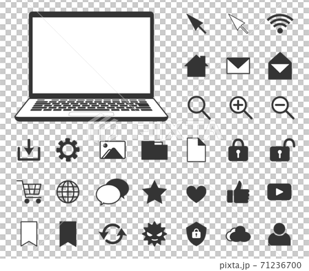 PC and icon set (monochrome) 71236700