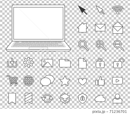 PC and icon set (line art) 71236701
