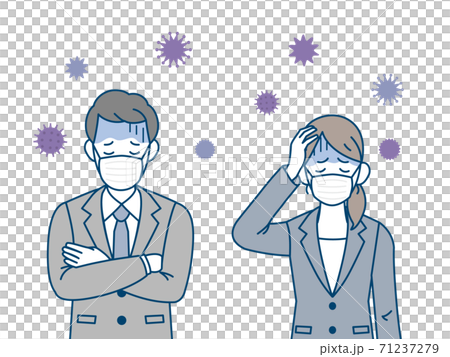 風邪をひく 会社員 男女のイラスト素材