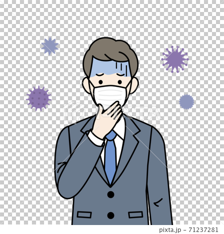 風邪をひく 会社員 男性のイラスト素材